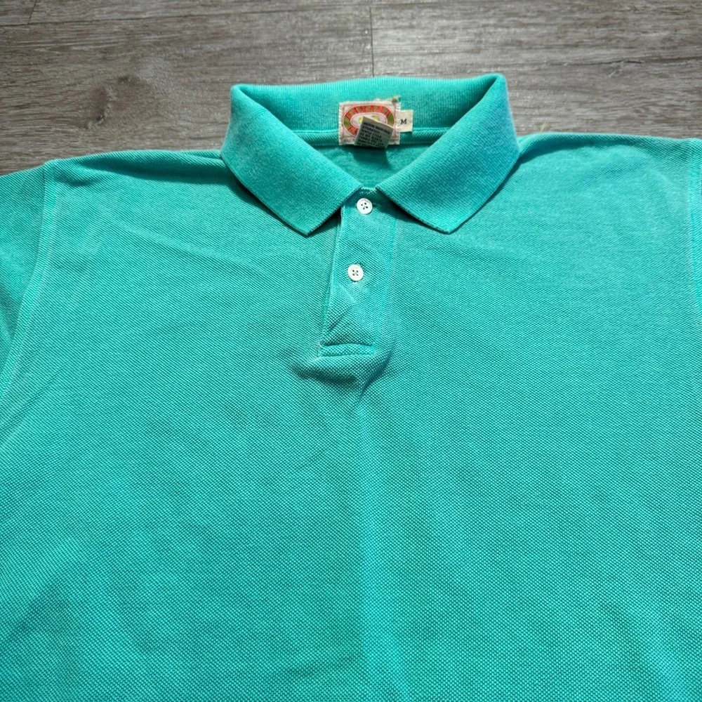 Banana Republic Polo Shirt Mens M Teal 100% Cotton Pique VTG Retro Preppy‎ 90s